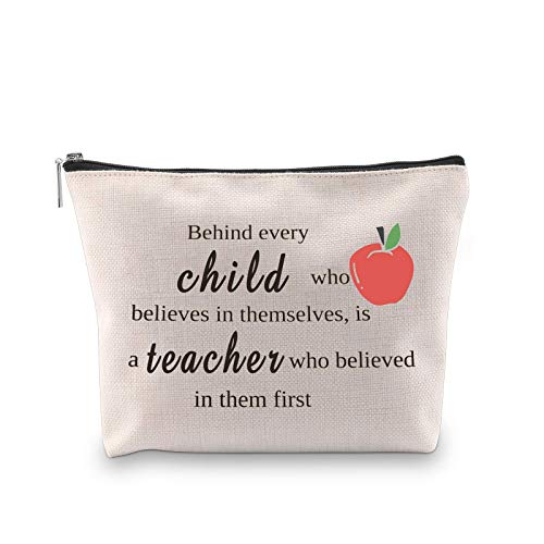 WCGXKO Teacher Appreciation Gift Teacher Zipper Pouch Cosmetics Bag Graduation Gift for Teacher (Behind every child tote)