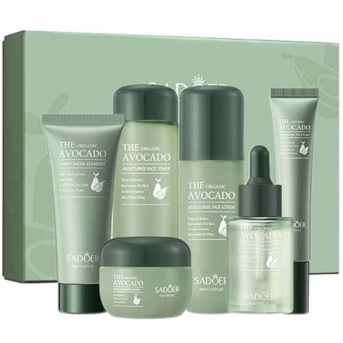 Avocado Facial Skin Care Sets & Kits, 4 pcs Skin Care Routine Kit For women, Skincare Products Set with Toner, Lotion, Eye Cream, Hydrating Skincare set for all skin types, Anti Aging facial kit.