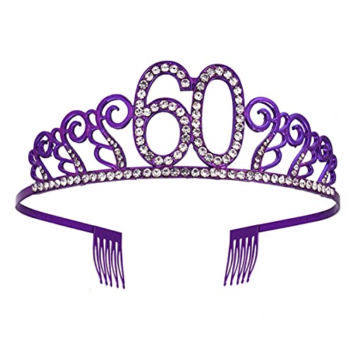 Beaupretty Womens Headbands Rhinestone Number, Elegant Crystal Birthday Princess Tiara with Comb Cake Decoration Accessories for Women Girls (Purple 60) Bride Gifts