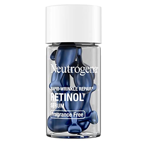 Neutrogena Rapid Wrinkle Repair Retinol Face Serum Capsules, Fragrance-Free Daily Facial Serum with Retinol that fights Fine Lines, Wrinkles, Dullness, Alcohol-Free & Non-Greasy, 7 ct