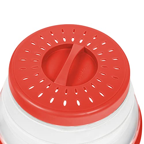 Tovolo Small Collapsible Microwave Cover, Lid for Reheating Food, Meal Prep Kitchen Gadget, No Mess Folding Bowl Cover Kitchen Tool, Candy Apple Red