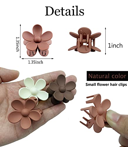 8Pcs Flower Claw Clips Large Hair Jaw Clips for Women Thick Hair Small Flower Hair Claw Clips for Girls Kids Matte Claw Clips Non Slip Strong Hold Hair Barrettes Accessories for Thin/Medium Hair