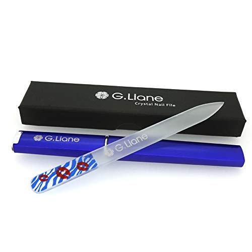 G.Liane Premium Glass Nail File with Case Professional Crystal Fingernail Files Perfect Manicure Set for Women Men Kids Nail Care Gift Set (Blue)