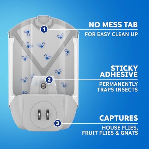 Flying Insect Trap 𝗢𝗱𝗼𝗿𝗹𝗲𝘀𝘀&𝗡𝗼𝗶𝘀𝗲𝗹𝗲𝘀𝘀 Indoor Fly Trap - Catching Fruit Flies, Mosquitoes and Other Nuisances,Suitable for Indoo & Outdoor(1 White Device + 5 Glue Boards) 10