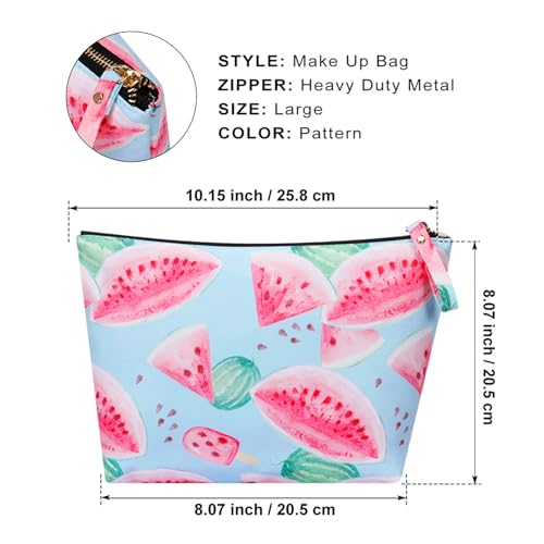 HAWEE Travel Cosmetic Toiletry Bag for Women and Girls Portable Makeup Bags, Watermelon