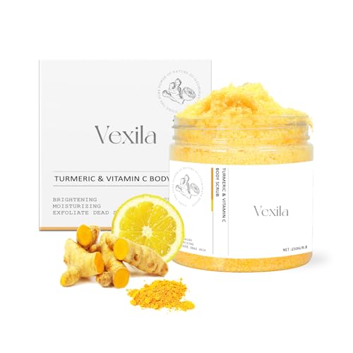 Vexila Turmeric & Vitamin c Body Scrub - All Natural - Moisturizing, and Exfoliating Body,Face,Hand, Foot Scrub,Nourishes Skin,Deep Cleansing 8.8oz