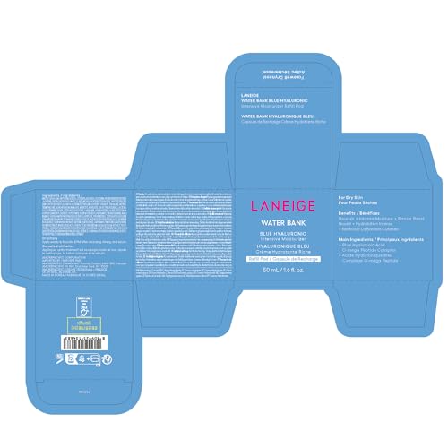 LANEIGE Water Bank Blue Hyaluronic Intensive Moisturizer Refill with Peptides + Squalane: Eczema-Prone Skin, Barrier-Boosting, Nourish, Dryness