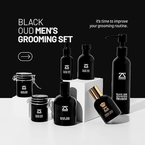 ZOUSZ Black Oud Beard Care Kit - Non-Greasy, Premium Balm with Shea Butter | Ultimate Softener and Conditioner for Men, 50mL