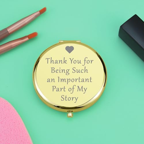 Thank You Gifts for Women Coworker Compact Makeup Mirror Inspirational Gift Coworker Leaving Gift Birthday Graduation Retirement Gift for Teacher Friend Sister Folding Makeup Mirror (Gold)