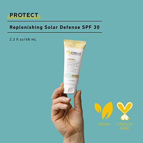 MyCHELLE Dermaceuticals Solar Defense SPF 30 (2.3 Fl Oz) - Moisturizing Reef Safe Sunscreen with Red Algae Extract and Kukui Oil - Travel Size Zinc Sunscreen for Face and Body