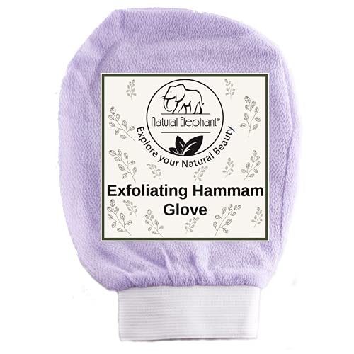 Natural Elephant Exfoliating Hammam Glove - Face and Body Exfoliator Mitt (Black, Brown, Orange, and Lilac (Pack of 4))