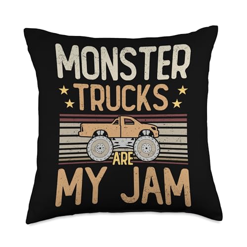 "Monster Truck Jam" Shirt Trucker Dad Father's Day Funny Throw Pillow