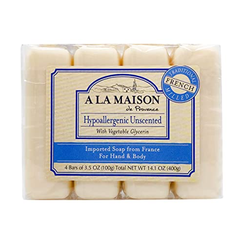 A LA MAISON Hypoallergenic Unscented Bar Soaps, 3.5 Oz - 4 Ea, 3.5 Oz