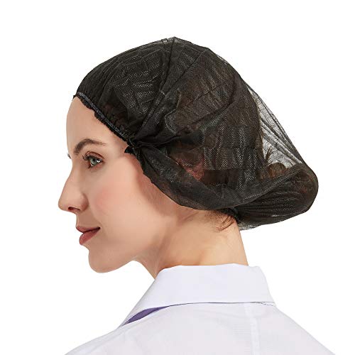 ProtectX 500-Pack Black Disposable Hair Nets, Elastic Head Cover, Bouffant Caps, Sanitation Head Cover for Food Service, Spa Men & Women - 21 inch