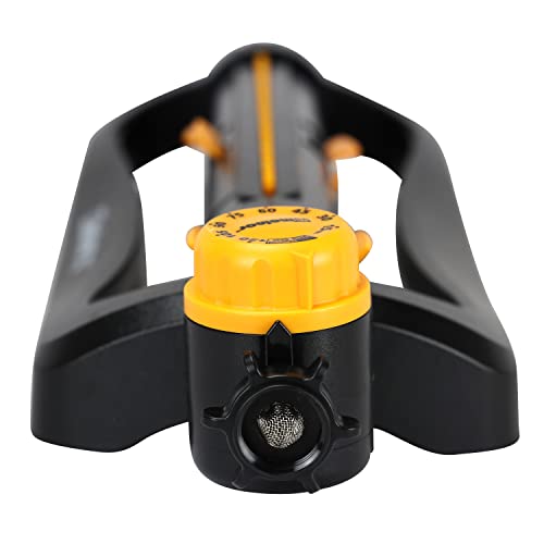 Melnor 65133AMZ XT Turbo Oscillating Sprinkler W/Timer, 4,500 sq. ft., Quick Connect Bundle, 2-Way Adjustable, Black, Yellow