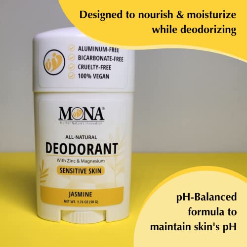 MONA All Natural MINI DEORORANT For Women & Men | Vegan & Safe for Sensitive Skin | Aluminum & Baking Soda free Deodorant with All Natural Fragrance | (Travel 4-Pack VAR-1 (0.53 Oz each))