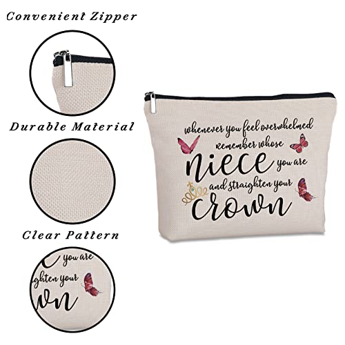 Yegifeyct Niece Gifts from Auntie Travel Zipper Makeup Bag Niece Gifts from Aunt and Uncle Birthday Gifts for Niece from Aunt Graduation Christmas Gifts for Niece