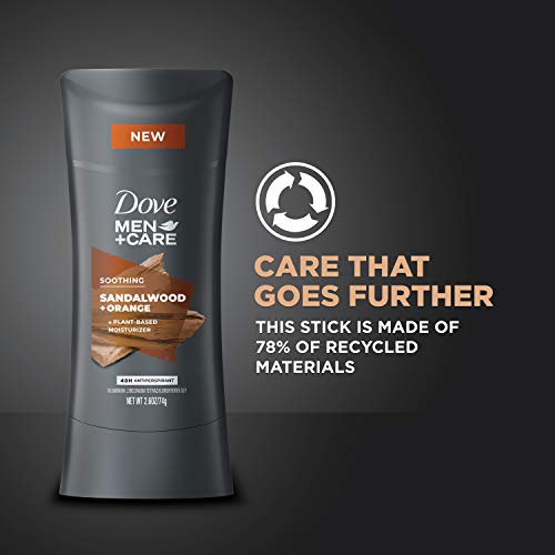 Dove Men+Care Antiperspirant Stick Sandalwood + Amber 4 Count 72H Protection with a Plant-Based Moisturizer 2.6 oz