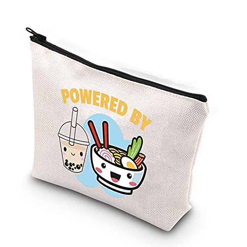 WCGXKO Bubble Tea Love Gift Noodles Lover Gift Japanese Food Enthusiasm Zipper Pouch Cosmetic Travel Bag (Powered By)