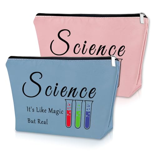 Sazuwu 2PCS Science Gifts for Adults Makeup Bag Scientist Gifts for Women Best Gifts for Science Lovers Cosmetic Bag Chemist Gifts Biology Gift Graduation Birthday Christmas Gifts Travel Pouch