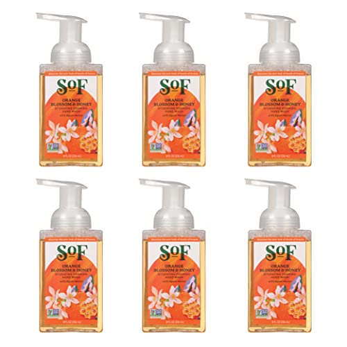 South Of France Orange Blossom & Honey Foaming Hand Wash by SoF Body Care (Formerly Body Care) | Hydrating Organic Agave Nectar | 8 oz Pump Bottle Each | 6 Bottles