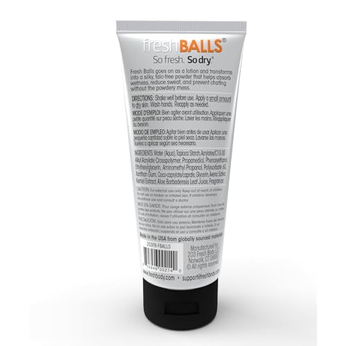 Fresh BALLS Lotion - Men's Anti-Chafing Soothing Cream to Powder - Ball Deodorant and Hygiene for Groin Area - The Original Anti Chafe Cream for Men, 3.4 fl oz