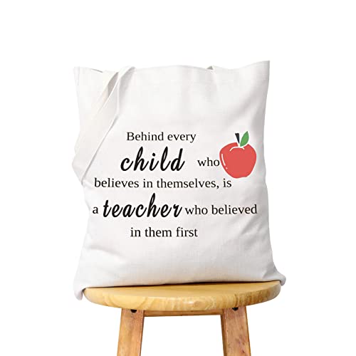 WCGXKO Teacher Appreciation Gift Teacher Zipper Pouch Cosmetics Bag Graduation Gift for Teacher (Behind every child tote)