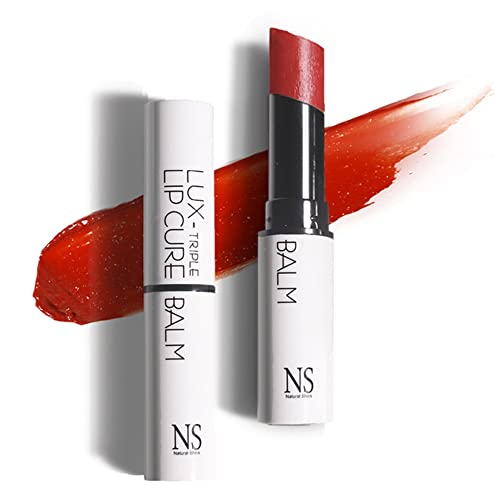 Natural Tinted Lip Balm Sold 4 Million Units in South Korea | Lux Triple Lip Cure Glossy Balm ATHENA (Red Orange)(0.17oz)