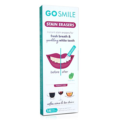 GO Smile Teeth Whitening Stain Erasers, (28 Single-use, applicators), On-The-Go Instant Teeth Cleaning, removes Coffee, red Wine and Tea Residue from Teeth Before Stains Set in, Mint Flavored