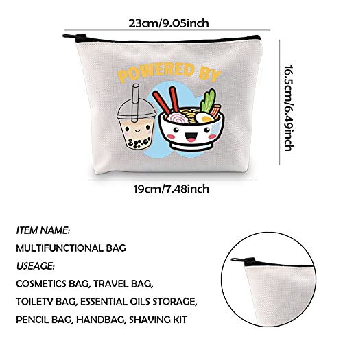 WCGXKO Bubble Tea Love Gift Noodles Lover Gift Japanese Food Enthusiasm Zipper Pouch Cosmetic Travel Bag (Powered By)