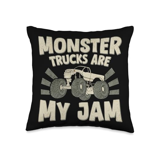 "Monster Trucks Are My Jam" - Trucker Dad Funny Father's Day Throw Pillow