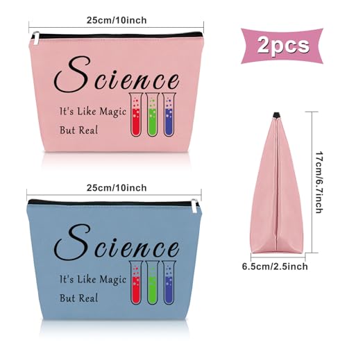 Sazuwu 2PCS Science Gifts for Adults Makeup Bag Scientist Gifts for Women Best Gifts for Science Lovers Cosmetic Bag Chemist Gifts Biology Gift Graduation Birthday Christmas Gifts Travel Pouch