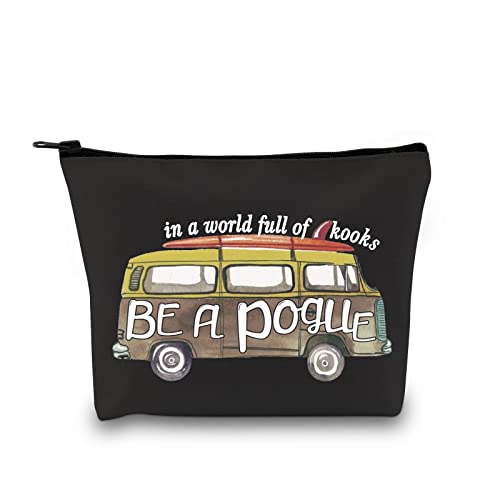 GJTIM OBX Inspired Surf Van Travel Zipper Pouch In A World Full of Kooks Be A Pouge Makeup Bag (Be A Pogue Black)