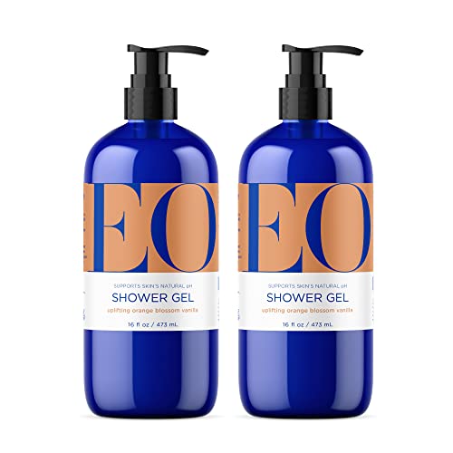 EO Shower Gel Body Wash, 16 Ounce (Pack of 2), Orange Blossom and Vanilla, Organic Plant-Based Skin Conditioning Cleanser with Pure Essentials Oils