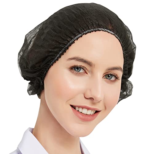 ProtectX 500-Pack Black Disposable Hair Nets, Elastic Head Cover, Bouffant Caps, Sanitation Head Cover for Food Service, Spa Men & Women - 21 inch