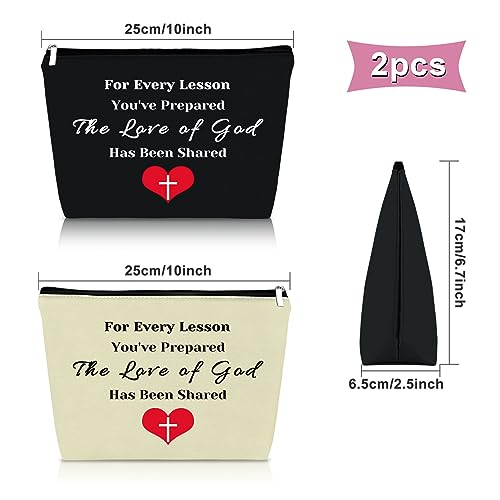 Sazuwu 2PCS Sunday School Teacher Gift Makeup Bag Teacher Appreciation Gifts for Women Christian Gifts for Teachers Cosmetic Bag Religious Teacher Appreciation Gifts Birthday Christmas Gifts