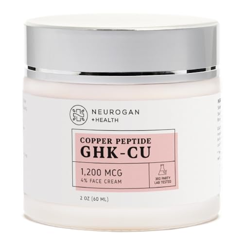 Neurogan Revitalizing GHK-Cu Copper Peptide Neck & Face Cream | Active Peptide Moisturizer, Skin Repair Cream for Elasticity | Daily Use Skin Care Hydration Face Moisturizer, 1,200 MCG, 2oz