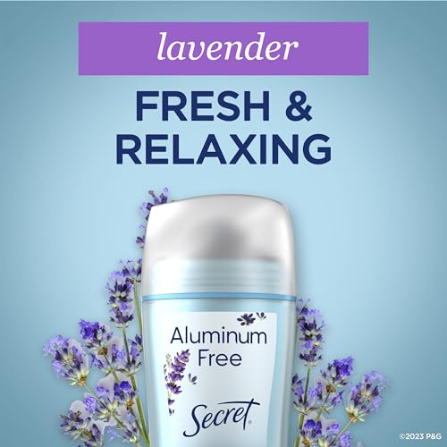 Secret Aluminum Free Deodorant for Women, 48hr Odor Protection, Free of Parabens Dyes Talc & Baking Soda, Lavender Scent, 2.4 oz