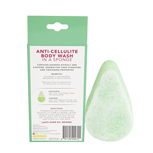 Spongeables Anti Cellulite Body Wash in a 20+ Wash Sponge, Apple, 1 Count