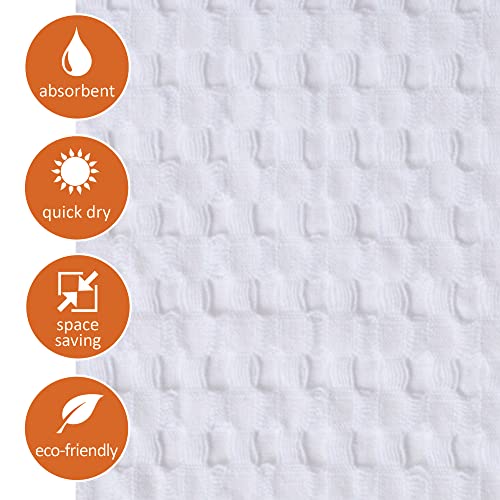 GILDEN TREE Waffle Towels Quick Dry Lint Free Thin Bath Towel, Modern Style (White)