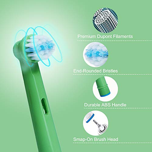 Kids Toothbrush Replacement Heads for Oral-B, Extra-Soft Bristles, Fits for Both Electric and Battery Braun Brushes, Except Vitality Sonic, CrossActino Power, Sonic Complete, Pulsonics, EB-10A