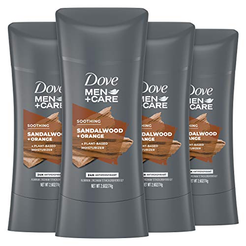 Dove Men+Care Antiperspirant Stick Sandalwood + Amber 4 Count 72H Protection with a Plant-Based Moisturizer 2.6 oz