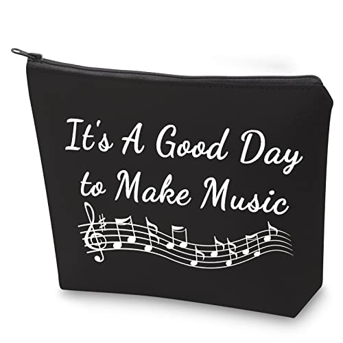 ZJXHPO Music Lover Gift Music Teacher Makeup Zipper Touch Bag It's A Good Day To Make Music Cosmetic Bag Music Survival Kit Travel Case (BL make music)