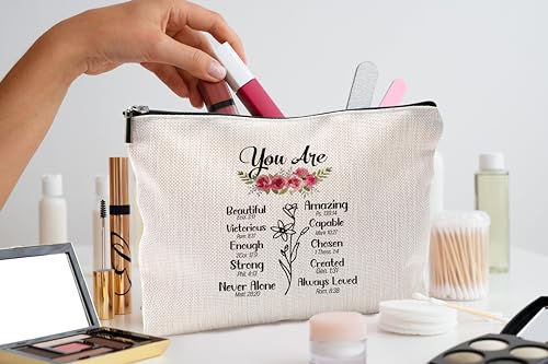 QGFM Christian Gifts for Women,Inspirational Makeup Bags for Women,Inspirational Cosmetic Bags With Zipper,Inspirational Christian Gifts,Christian Makeup Bag for Women