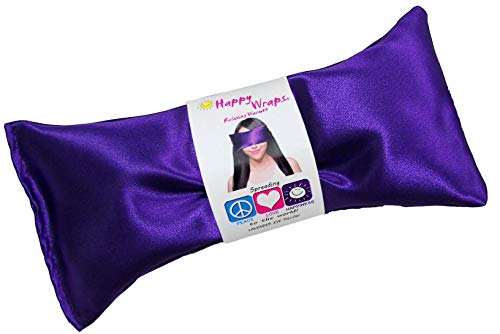 Happy Wraps Lavender Eye Pillow - Hot Cold Aromatherapy Satin Eye Mask for Yoga, Sleeping, Migraines, Stress, Relaxation - Gifts for Women, Birthdays, Coworkers, Christmas - Amethyst