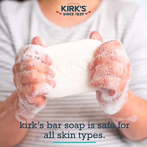 Kirk's Castile Bar Soap Clean Soap for Men, Women & Children | Premium Coconut Oil | Sensitive Skin Formula, Vegan | Fragrance-Free/Unscented | 4 oz. Bars - 12 Pack