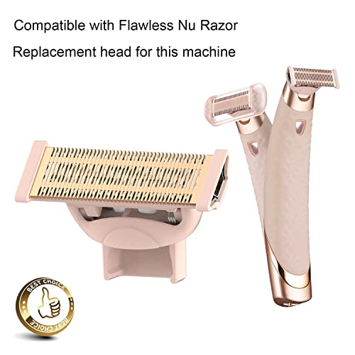 2 Pack Replacement Body Razor head Compatible with Finish Touch Flawless Nu Razor Replacement Blades incude a clean brush,Rose Gold