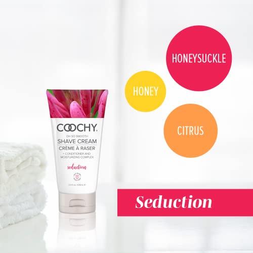 Coochy Intimate Shaving Cream | Shave Conditioner & Moisturizer for Face & Body | Ideal for Sensitive Skin Care, Anti-Bump | Seduction, 3.4 oz