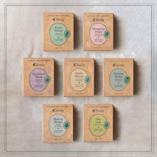 Olively 7 Pack - All Natural Soap Bar - Jasmine, Gardenia, Laurel, Pine, Mint, Blackseed and Olive Oil Soaps - Natural Soap Bar - Bar Soaps Handmade 100% natural - Body Soap