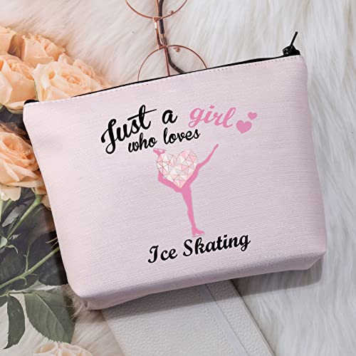 CMNIM Ice Skating Gifts Skating Makeup Bag Figure Skating Gifts Just a Girl Who Loves Ice Skating Gifts for Girls Skater Gifts Cosmetic Bag Travel Pouch Toiletry Bag (Ice Skating Bag)